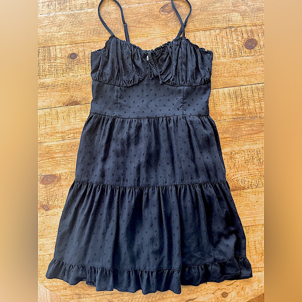 Hollister black tie-front midi dress